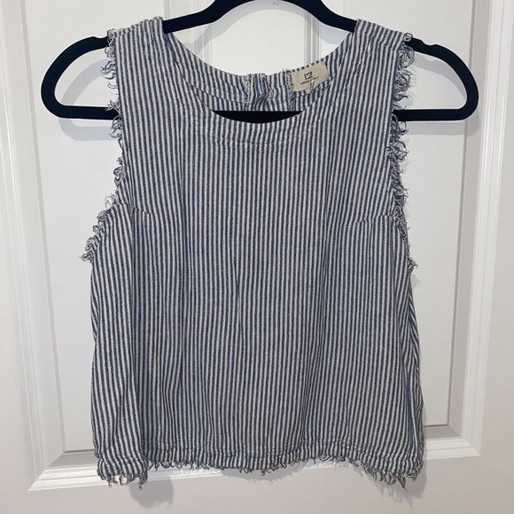Thread & Supply Tops - Thread & Supply Blue and White Stripe Crop Top -‎ Size Medium